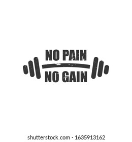 No pain no gain dumbbell on white. vector sign