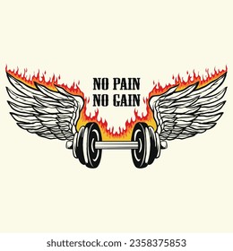 no pain no gain dumbbell vector, perfect for sticker tshirt and merchandise