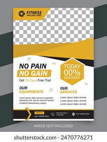 No Pain No Gain Gym Workout Motivation Quote Vector Fitness Flyer 