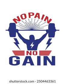 No Pain No Gain Motivational Quote T shirt design