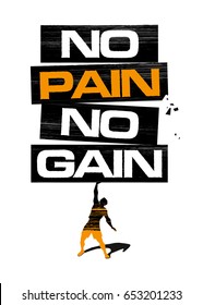 No pain, no gain. Poster / sign / logo / banner for fitness club..eps10