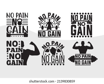 No Pain No Gain Printable Vector Illustration