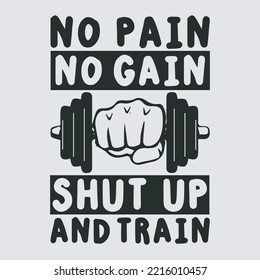 No pain No gain t shirt design for your print on demand site or your personal use. This is high resolution t shirt design for gym lover.