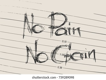 No pain no gain text. Gym and fitness motivation quote. Creative typography poster concept. Grunge style
