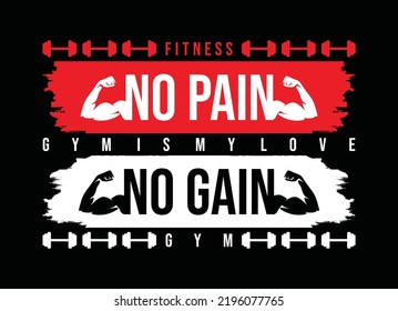 No pain no gain typography graphic design, for t-shirt prints, vector illustration