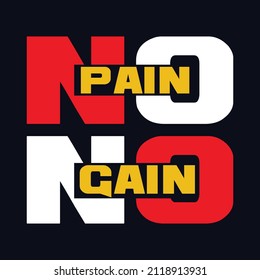 No Pain No Gain typography motivational quote design