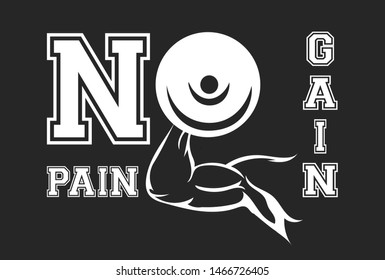 No pain no gain typography vector illustration.