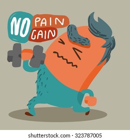 No Pain No Gain. Vector illustration Flat