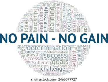 No Pain No Gain word cloud conceptual design isolated on white background.