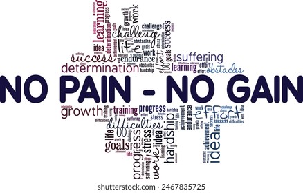 No Pain No Gain word cloud conceptual design isolated on white background.