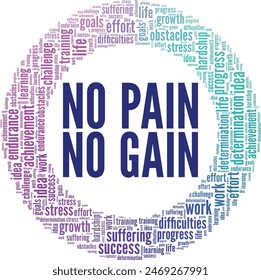 No Pain No Gain word cloud conceptual design isolated on white background.