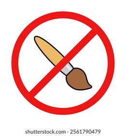 No Paintbrush Sign on White Background