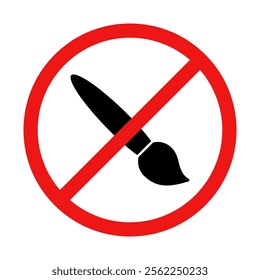 No Paintbrush Sign on White Background