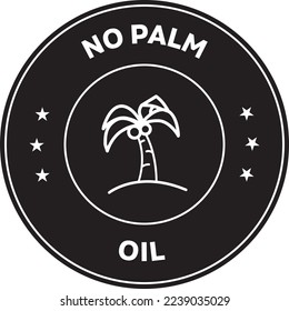 Icono vectorial negro sin aceite de palma con palmera