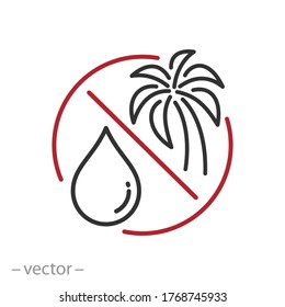 kein Symbol ohne Palmöl, gesundes Bio-Futter, Symbol auf weißem Hintergrund - bearbeitbarer Strich, Vektorgrafik EPS10