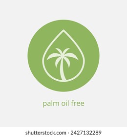 No palm oil sign. Palm Oil Free Icon. Marking for unavailability of harmful food ingredient. Vector illustrtion