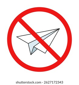 No Paper Plane Sign on White Background
