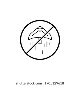 Ningún icono de parapente. Línea delgada simple, contorno vectorial de la prohibición de aventura, prohibición, embargo, interdicción, íconos de prohibición para ui y ux, sitio web o aplicación móvil