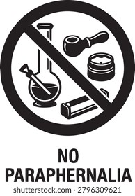 No paraphernalia bong pipe grinder roller prohibited warning vector icon