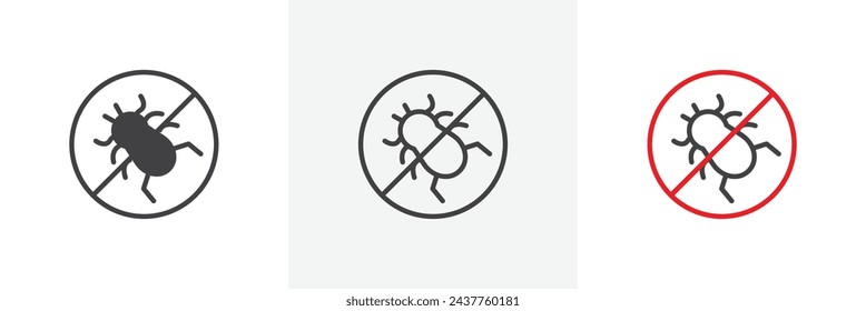 No Parasitic Insects Sign Isolated Line Icon Style Design. Simple Vector Illustration