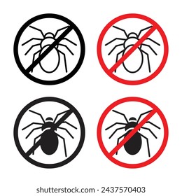 No Parasitic Insects Vector Illustration Set. Forbidden Termite Bug Control sign suitable for apps and websites UI design style.