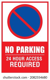 KEIN Parken 24 Stunden Erreichbarkeit Erforderliches Zeichen, Vektorgrafik 