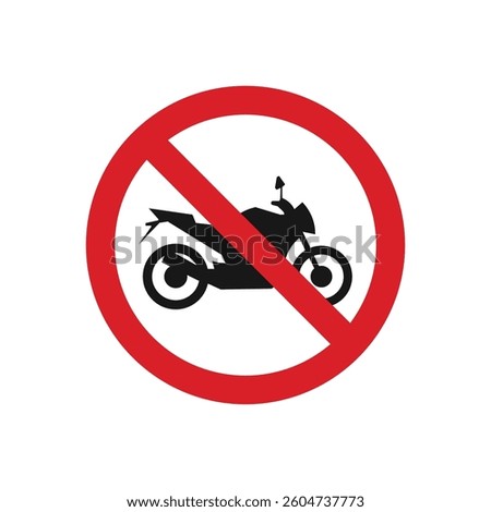 No parking allowed sign template, forbidden motorcycle caution icon isolated