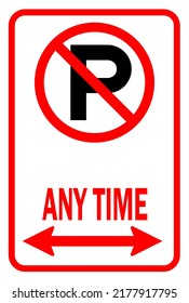 no parking any time sign, no parking sign, no parking with arrow, vector ilustration