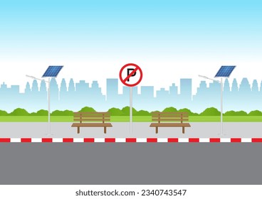 No Parking Area or No Parking Zone. Prohibited Parking Area. Traffic rules. Vector Illustration. 