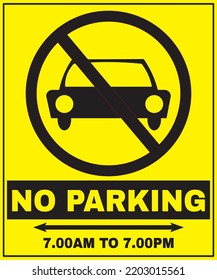 No parking between 7am to 7 pm sign vector