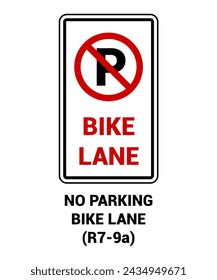 NO PARKING BIKE LANE SIGN, Pedestrian and Bicycle Signs US ROAD SYMBOL SIGN MUTCD
