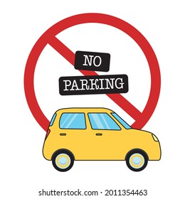 No parking with car Vector illustration