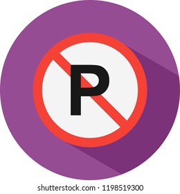 no parking Flat Long Shadow Icon