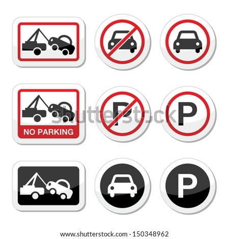 No parking, parking forbidden red and black sign 