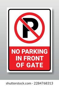 No Parking in front of gate, printable vector.