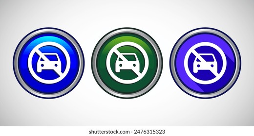 No Parking Icon Button Set Design Illustration 