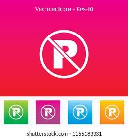 No Parking Icon in Colored Square box. eps-10
