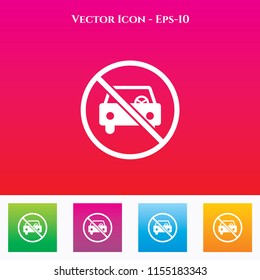 No Parking Icon in Colored Square box. eps-10