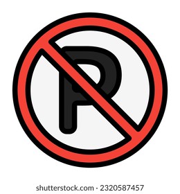 No parking icon in filled line style, use for website mobile app presentation