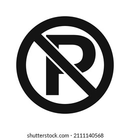 No parking icon isolated on white. Stencil style.