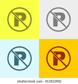 No Parking Icon on Four Different Backgrounds. Eps-10.