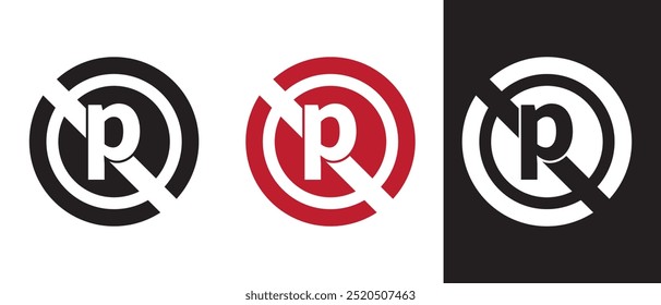 No hay icono de estacionamiento establecido, Ilustración vectorial.