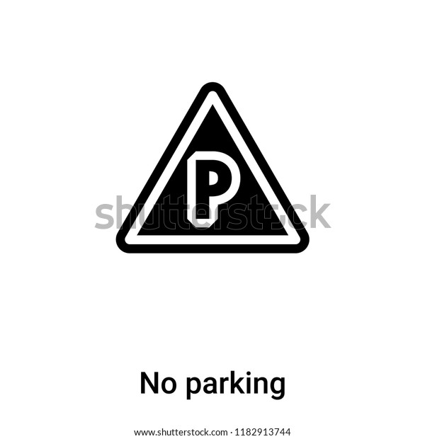 No parking icon vector isolated on white\
background, logo concept of No parking sign on transparent\
background, filled black\
symbol