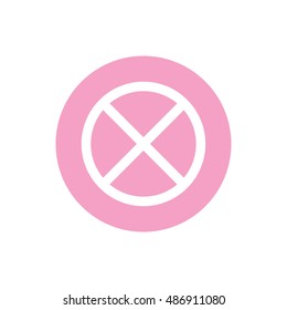 No parking icon vector sign. Pink button. Pink circle