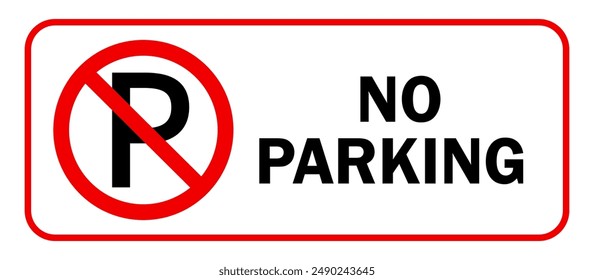 No parking label. Isolated Vector No parking Symbol icon.