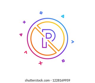 No parking line icon. Car park not allowed sign. Transport garage symbol. Gradient line button. No parking icon design. Colorful geometric shapes. Vector
