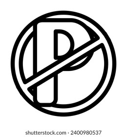 no parking line icon vector. no parking sign. isolated contour symbol black illustration