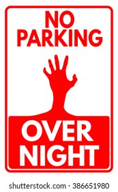 No parking overnight zombie funny sign