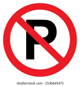 No Parking, red circle frame, traffic sign, vector