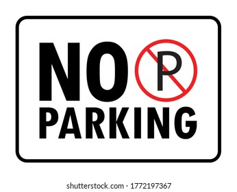 Kein Parkrotes verbotenes Schild mit Schriftzeichen auf weißem Hintergrund, Vektorgrafik